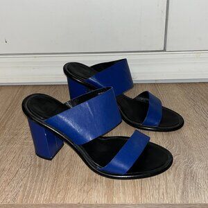 OAK Blue Leather Slide Sandals Mules